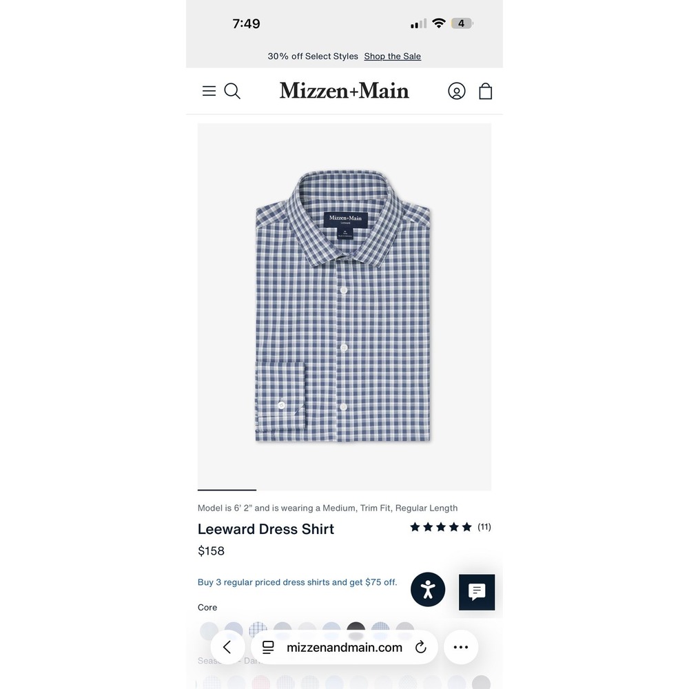 Mizzen+Main Leeward dress shirt.  Sz XXL.  Comfy business casual. - Picture 7 of 7